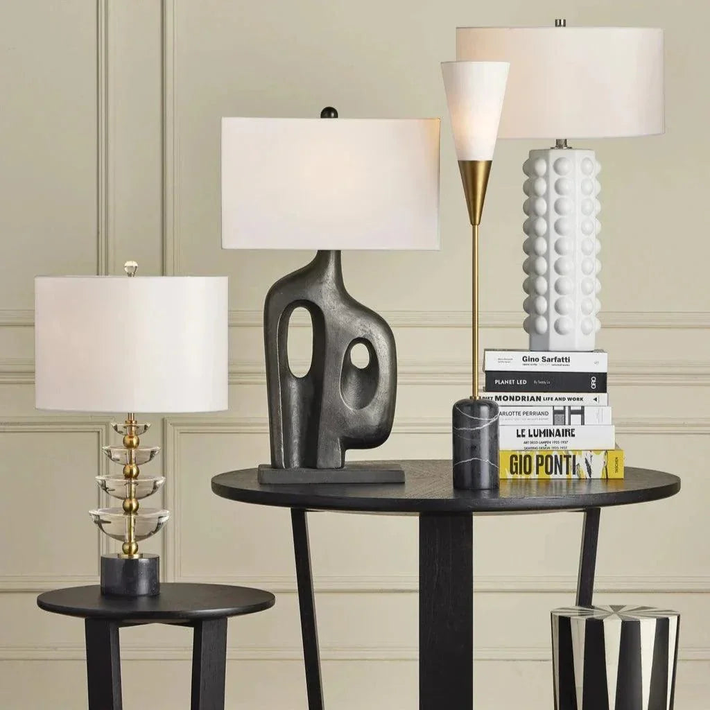 Martini Black Torchiere Table Lamp - LOOMLAN - Currey & Co - Table Lamps