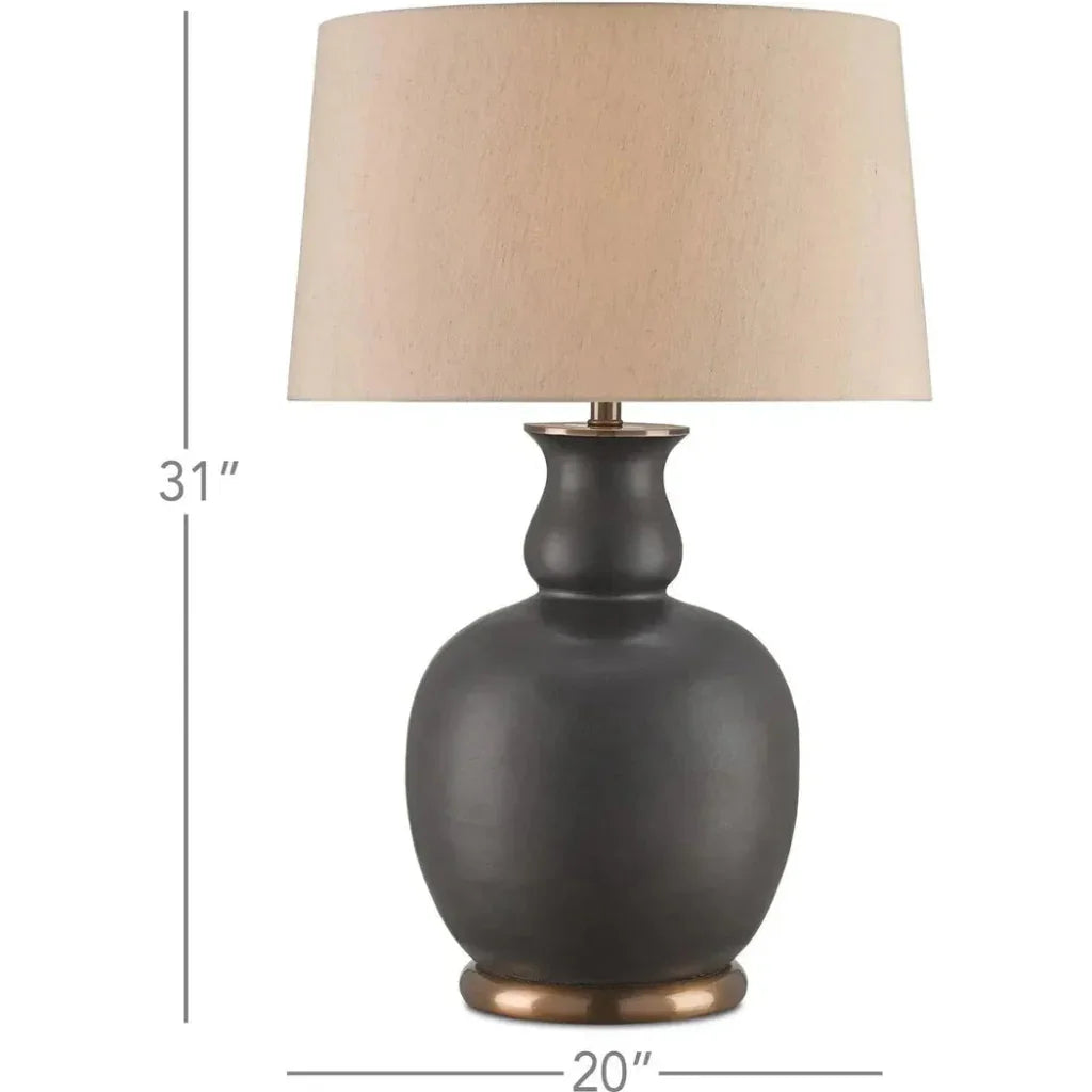 Matte Black Antique Brass Ultimo Table Lamp - LOOMLAN - Currey & Co - Table Lamps