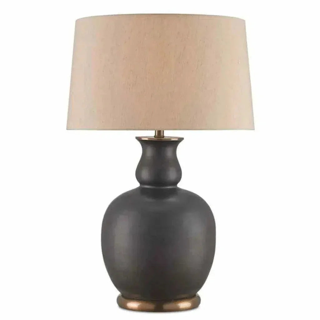 Matte Black Antique Brass Ultimo Table Lamp - LOOMLAN - Currey & Co - Table Lamps