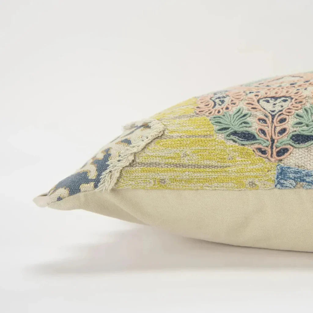 Maxi Boho Green Lumbar Pillow With Insert - LOOMLAN - LOOMLAN - Throw Pillows