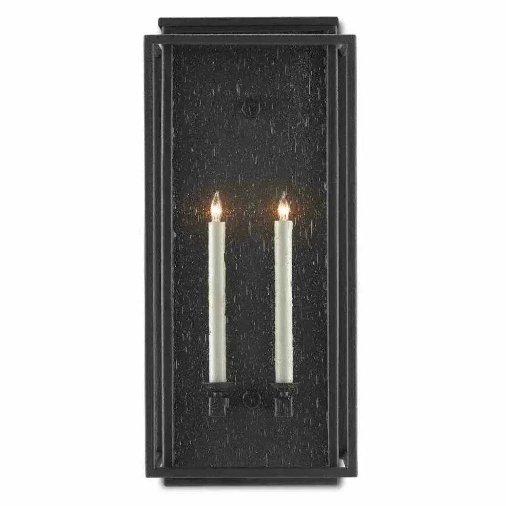 Midnight Wright Medium Outdoor Wall Sconce - LOOMLAN - Currey & Co - Wall Sconces