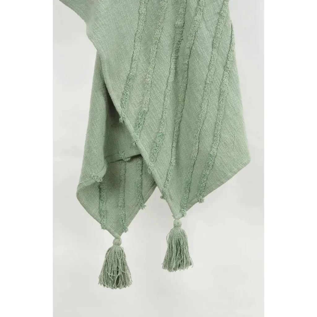 Milo Boho Cotton Throw Blanket-Outdoor Blankets-LOOMLAN-Green-LOOMLAN