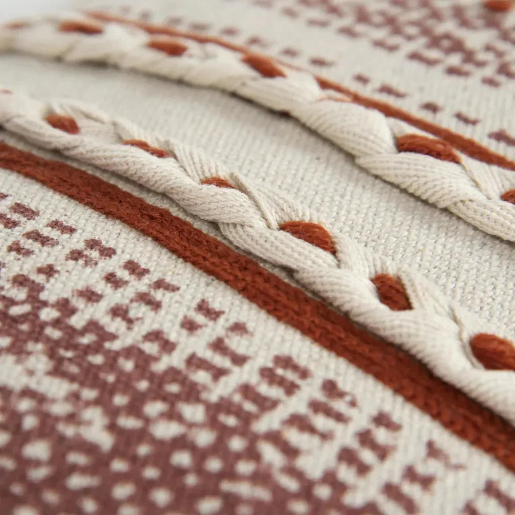 Mimi Striped Rust Red Lumbar Pillow Insert - LOOMLAN - LOOMLAN - Throw Pillows