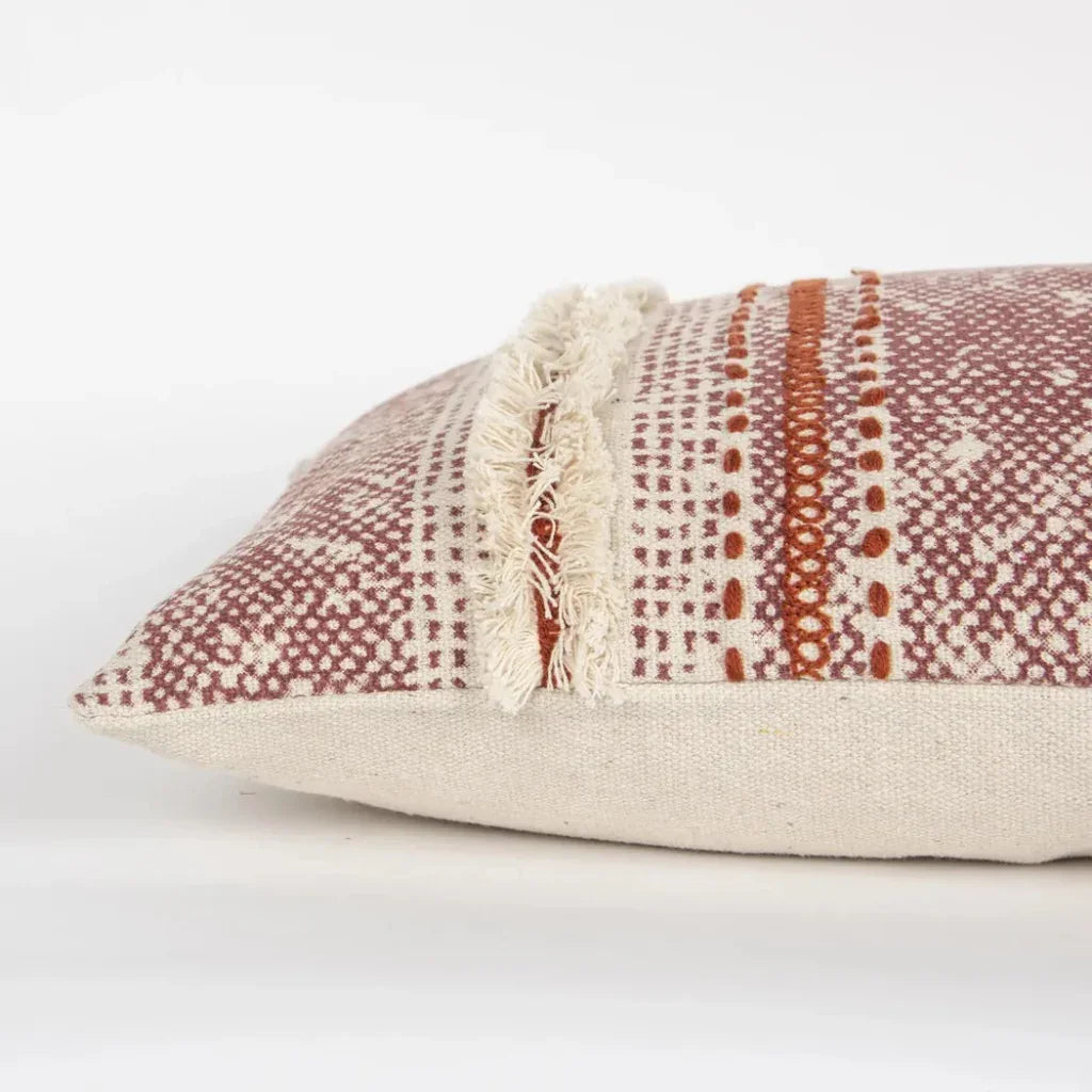 LOOMLAN Mimi Striped Rust Red Lumbar Pillow Insert