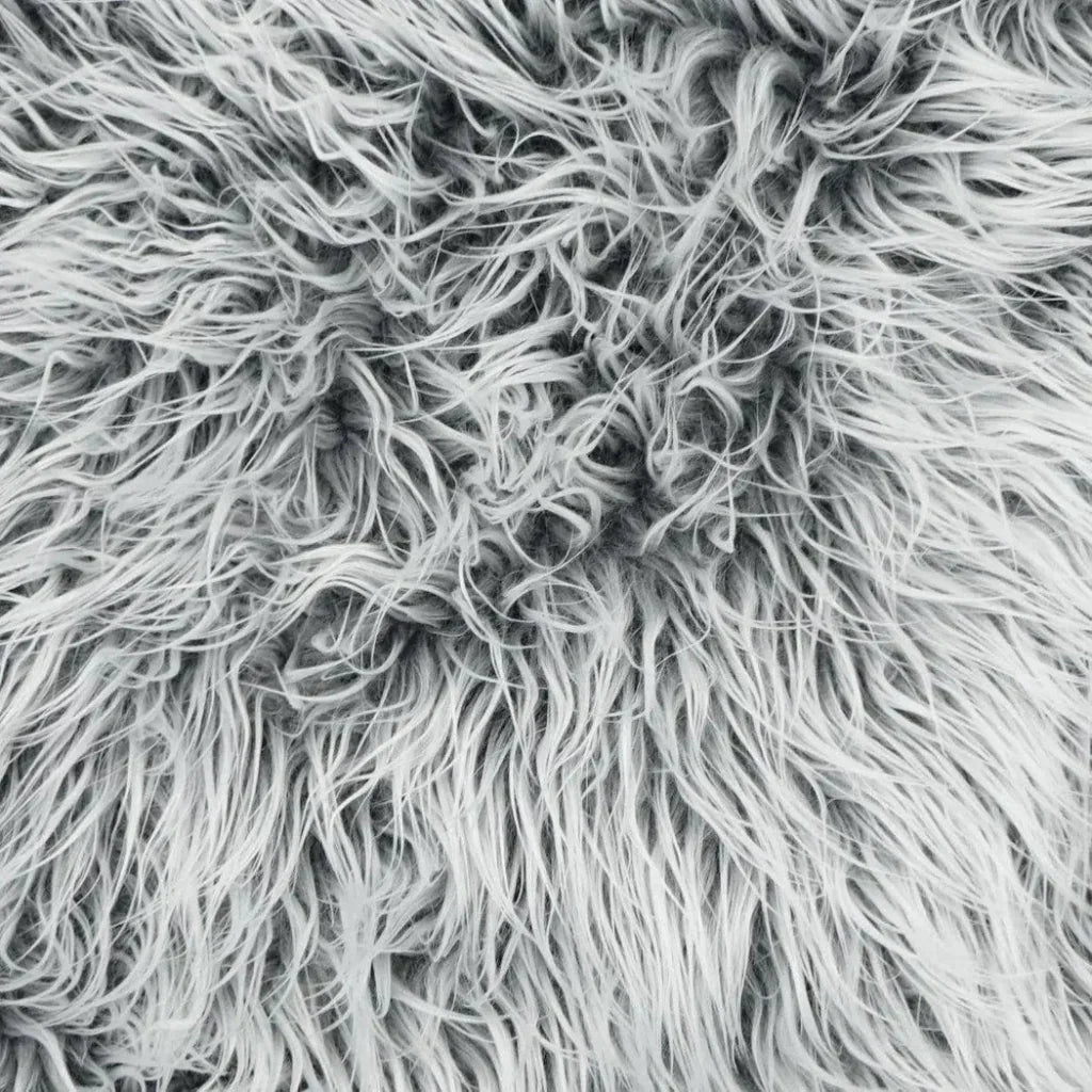 Mongolian Fur Faux Fur Grey Large Throw Pillow Insert - LOOMLAN - D.V. Kap - Throw Pillows