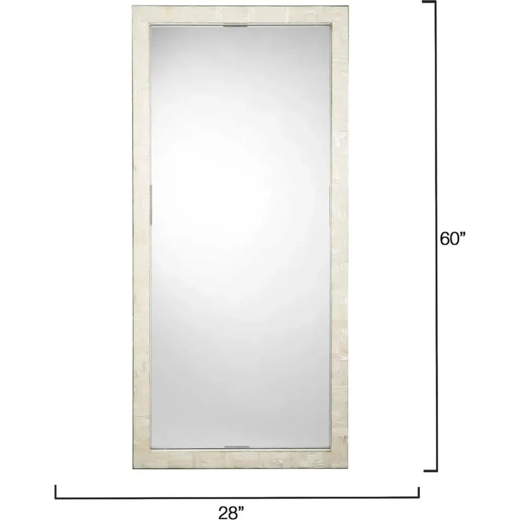 Monroe Mother Of Pearl Rectangle Floor Mirror-Floor Mirrors-Jamie Young-LOOMLAN