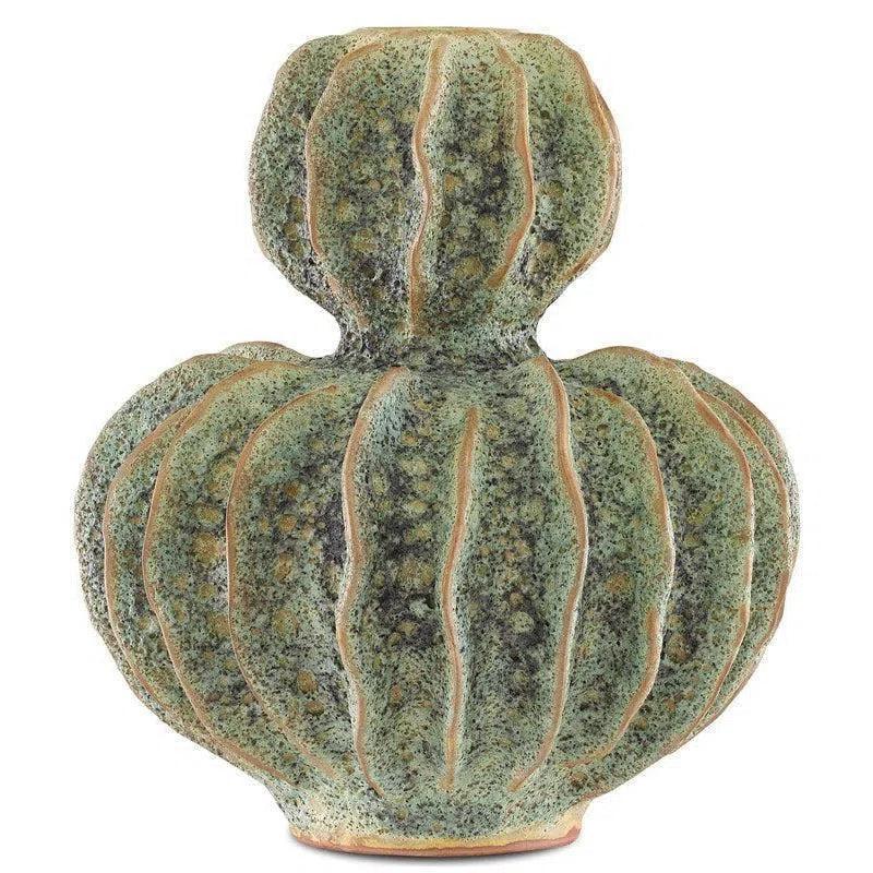 Moss Green Sunken Boat Double Gourd Vase - LOOMLAN - Currey & Co - Vases & Jars