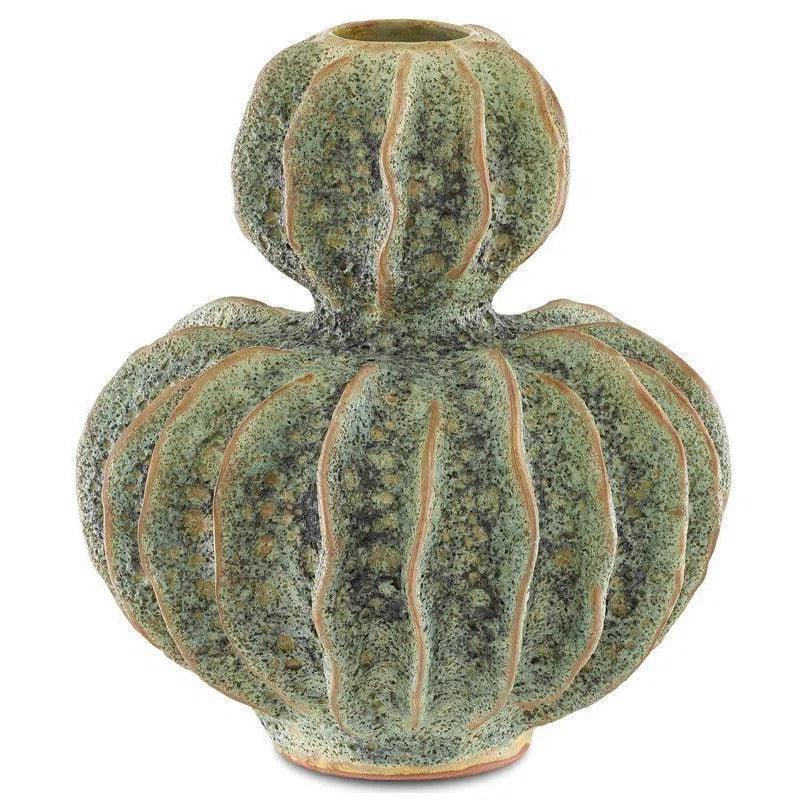 Moss Green Sunken Boat Double Gourd Vase - LOOMLAN - Currey & Co - Vases & Jars