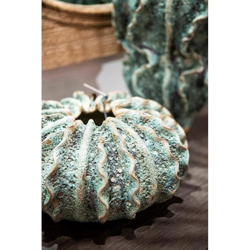 Moss Green Sunken Boat Swirl Vase - LOOMLAN - Currey & Co - Vases & Jars