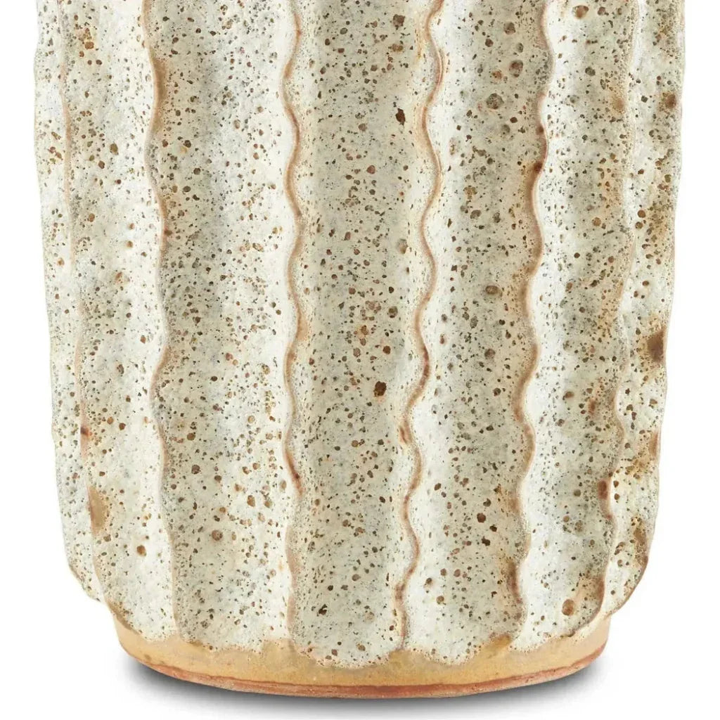 Moss White Sunken Boat Moss White Medium Vase - LOOMLAN - Currey & Co - Vases & Jars