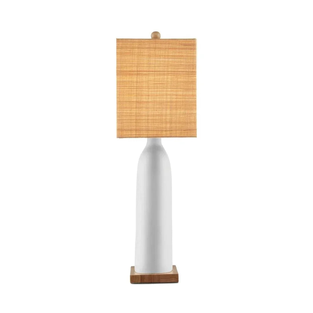 Musing White Composite And Wood Table Lamp - LOOMLAN - Currey & Co - Table Lamps