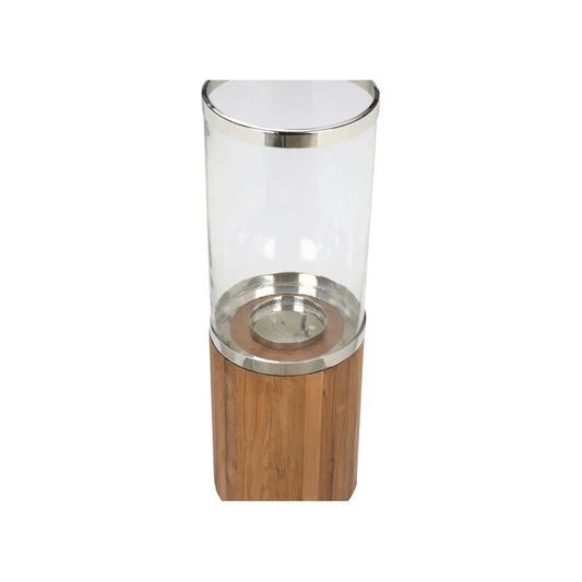 Muskoka Teak And Glass Elegance Patio Candleholder - LOOMLAN - Wildwood - Candle Holders