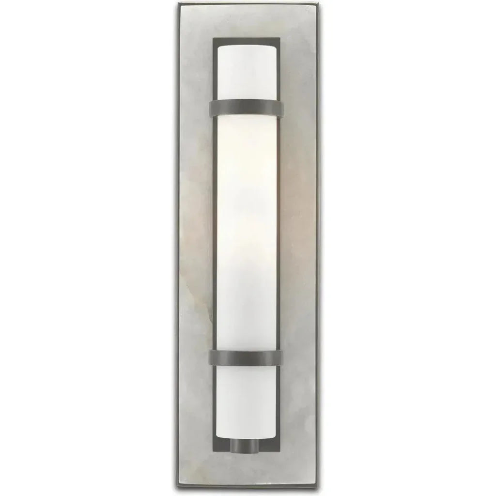 Natural Alabaster Oil Rubbed Bronze Opaque White Sconce - LOOMLAN - Currey & Co - Wall Sconces