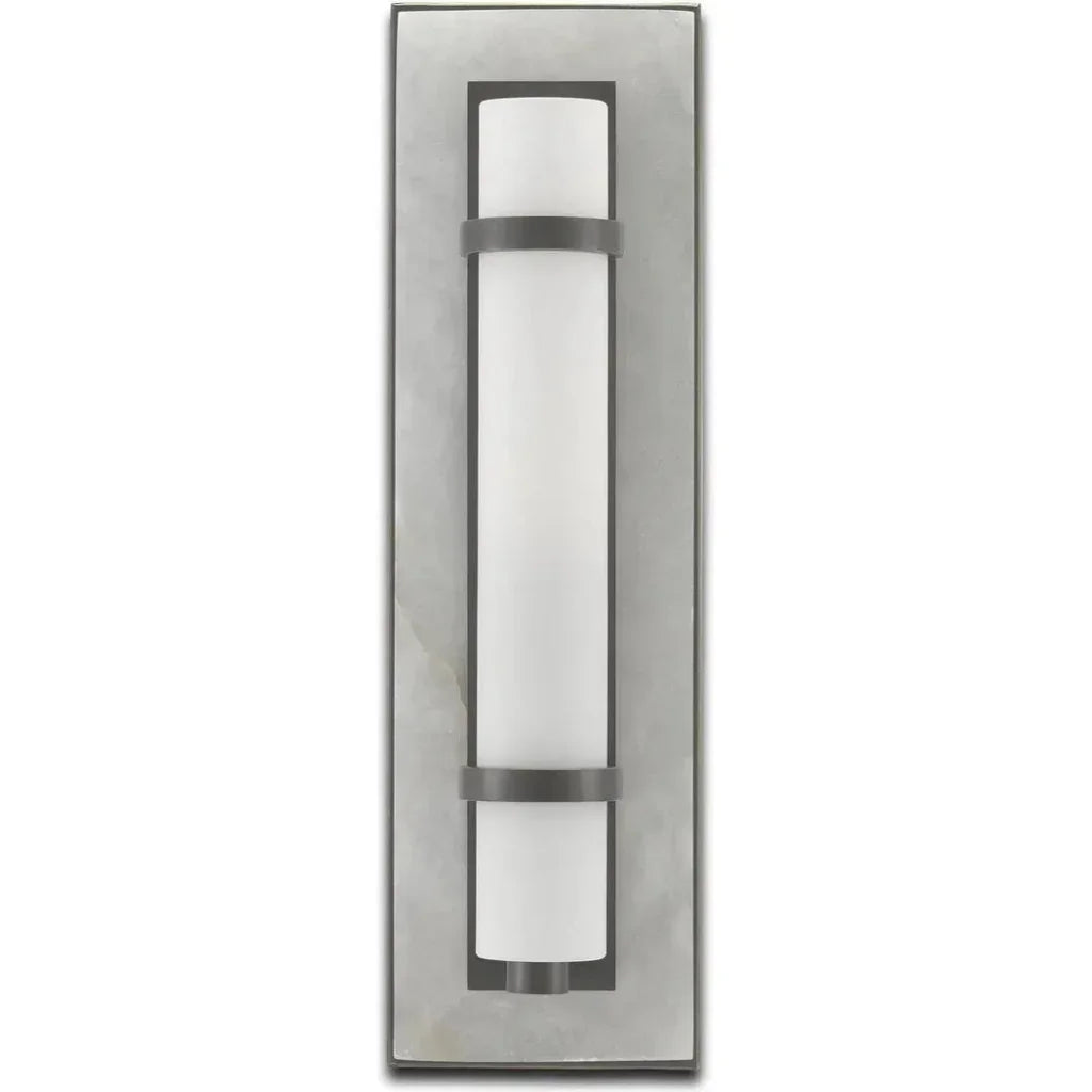 Natural Alabaster Oil Rubbed Bronze Opaque White Sconce - LOOMLAN - Currey & Co - Wall Sconces