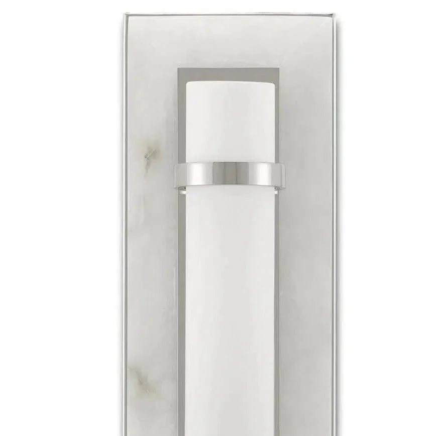 Natural Alabaster White Bruneau Nickel Wall Sconce - LOOMLAN - Currey & Co - Wall Sconces