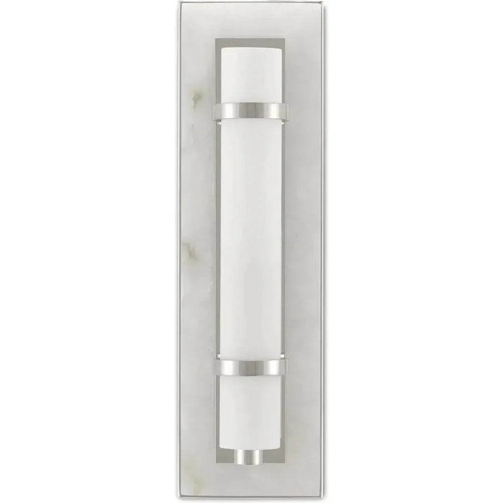 Natural Alabaster White Bruneau Nickel Wall Sconce - LOOMLAN - Currey & Co - Wall Sconces