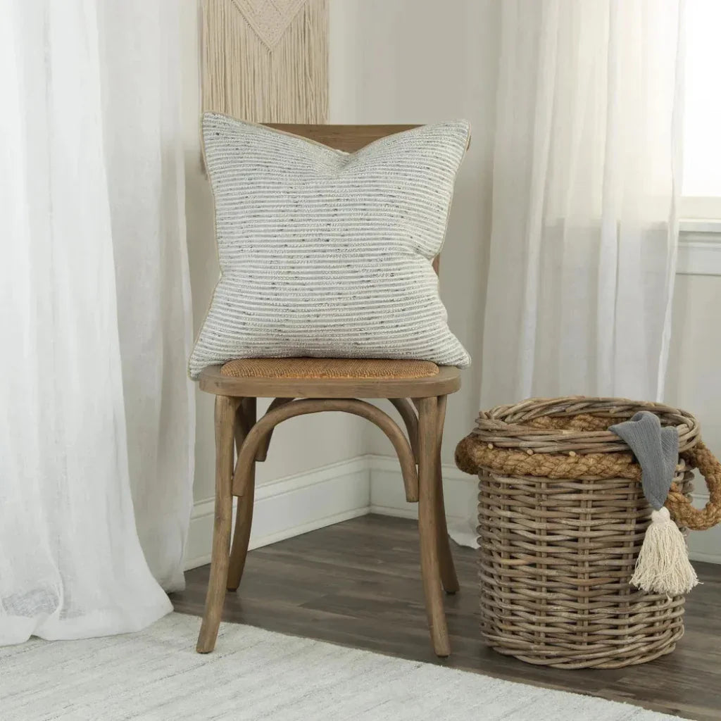Niko Burlap Gray Throw Pillow Down Insert - LOOMLAN - LOOMLAN - Throw Pillows