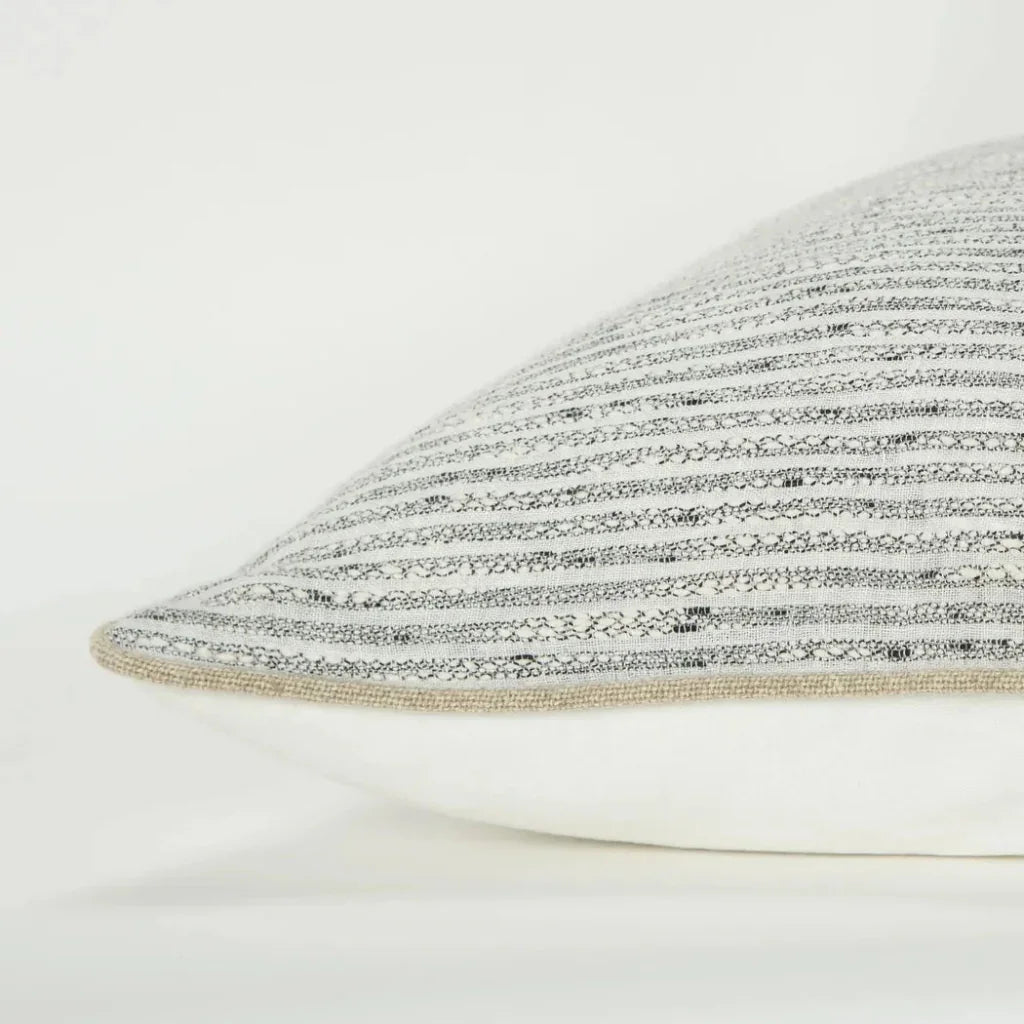 LOOMLAN Niko Burlap Gray Throw Pillow Down Insert