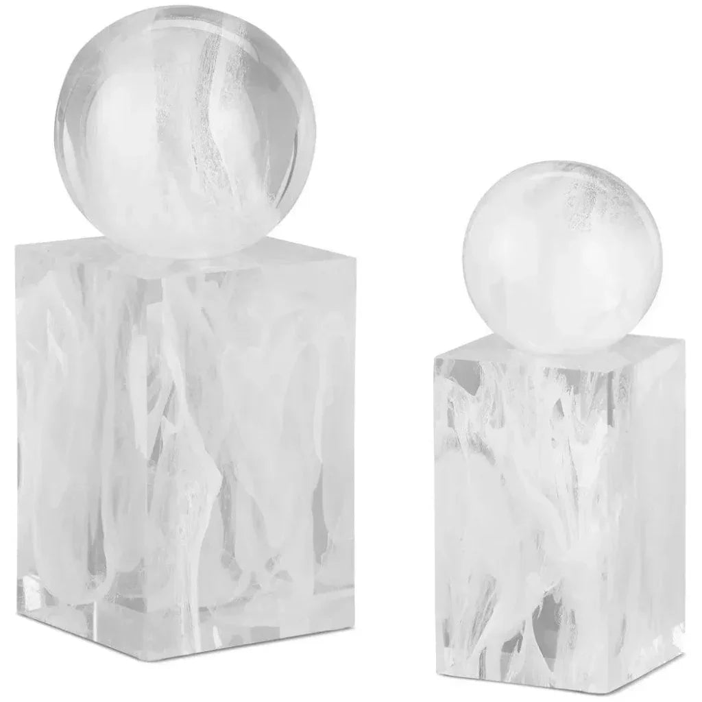 Nova Composite White Objects Sculpture 2PC - LOOMLAN - Currey & Co - Statues & Sculptures