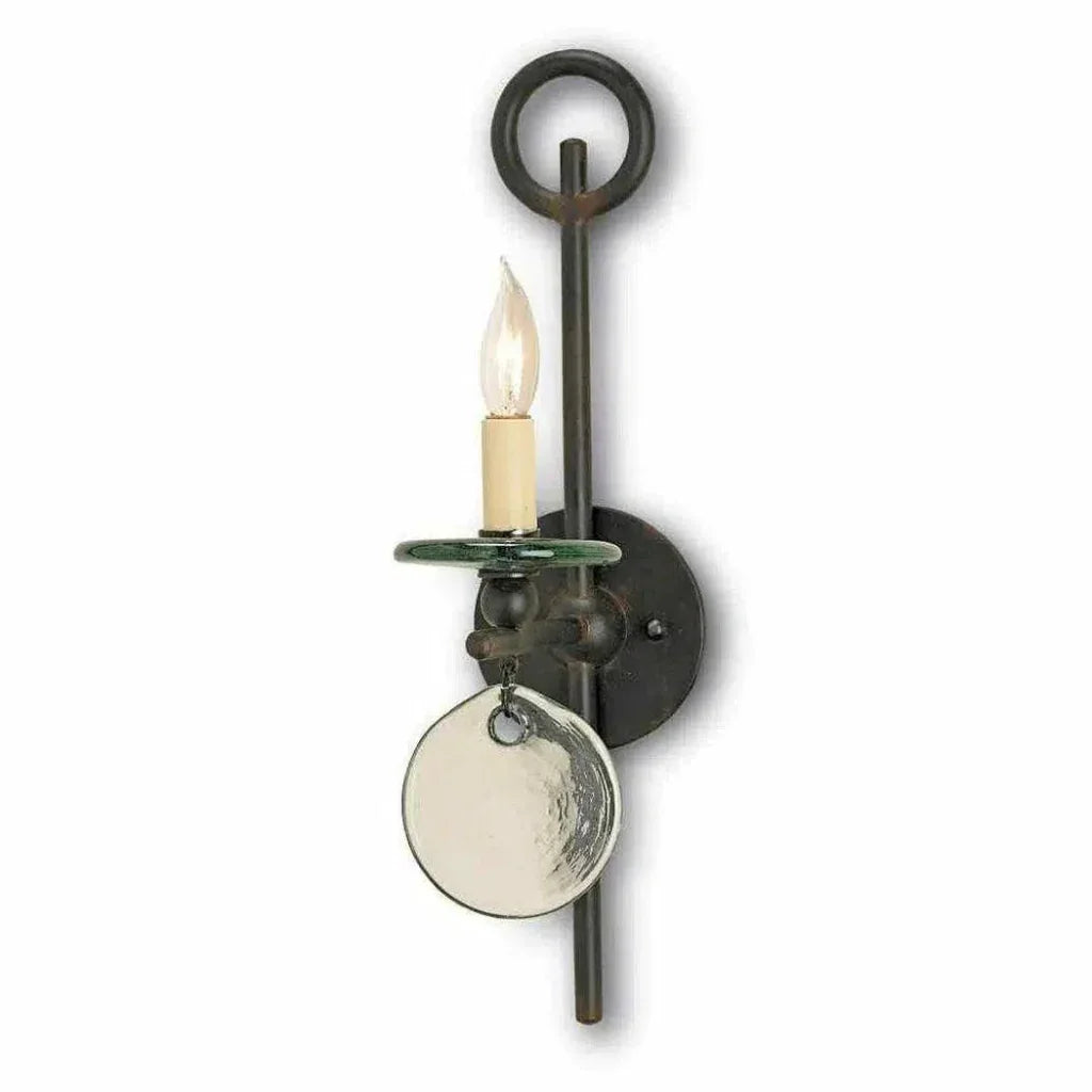 Old Iron Sethos Black Wall Sconce - LOOMLAN - Currey & Co - Wall Sconces