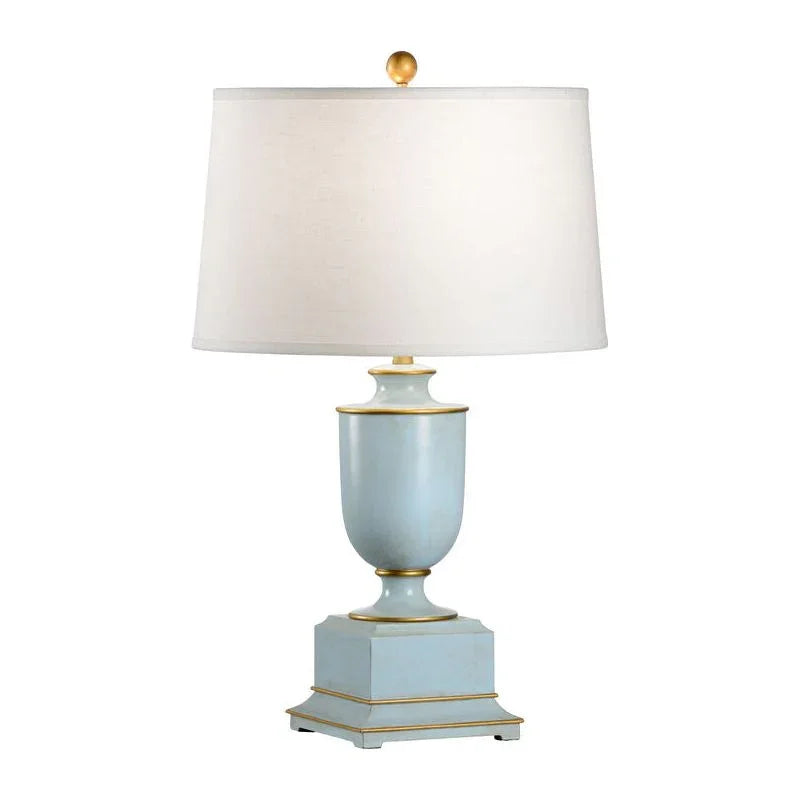 Old Washed Linen Shade Gold Accents Urn Table Lamp - LOOMLAN - Wildwood - Table Lamps