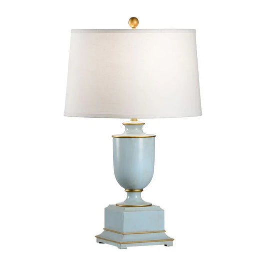 Old Washed Linen Shade Gold Accents Urn Table Lamp - LOOMLAN - Wildwood - Table Lamps