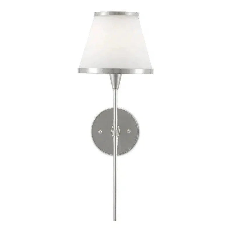 Opaque Glass Brimsley Nickel Wall Sconce - LOOMLAN - Currey & Co - Wall Sconces