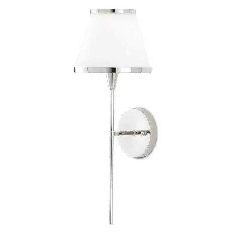 Opaque Glass Brimsley Nickel Wall Sconce - LOOMLAN - Currey & Co - Wall Sconces