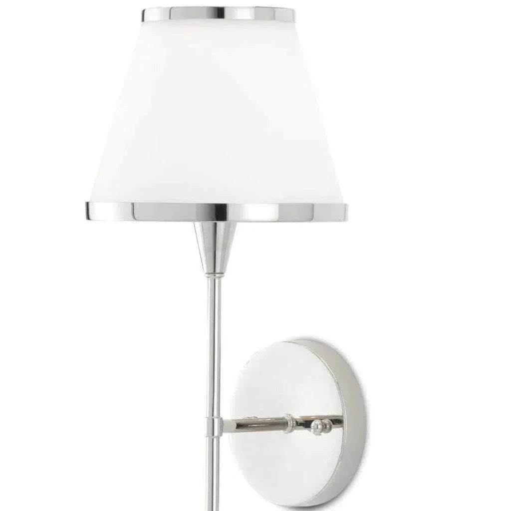 Opaque Glass Brimsley Nickel Wall Sconce - LOOMLAN - Currey & Co - Wall Sconces