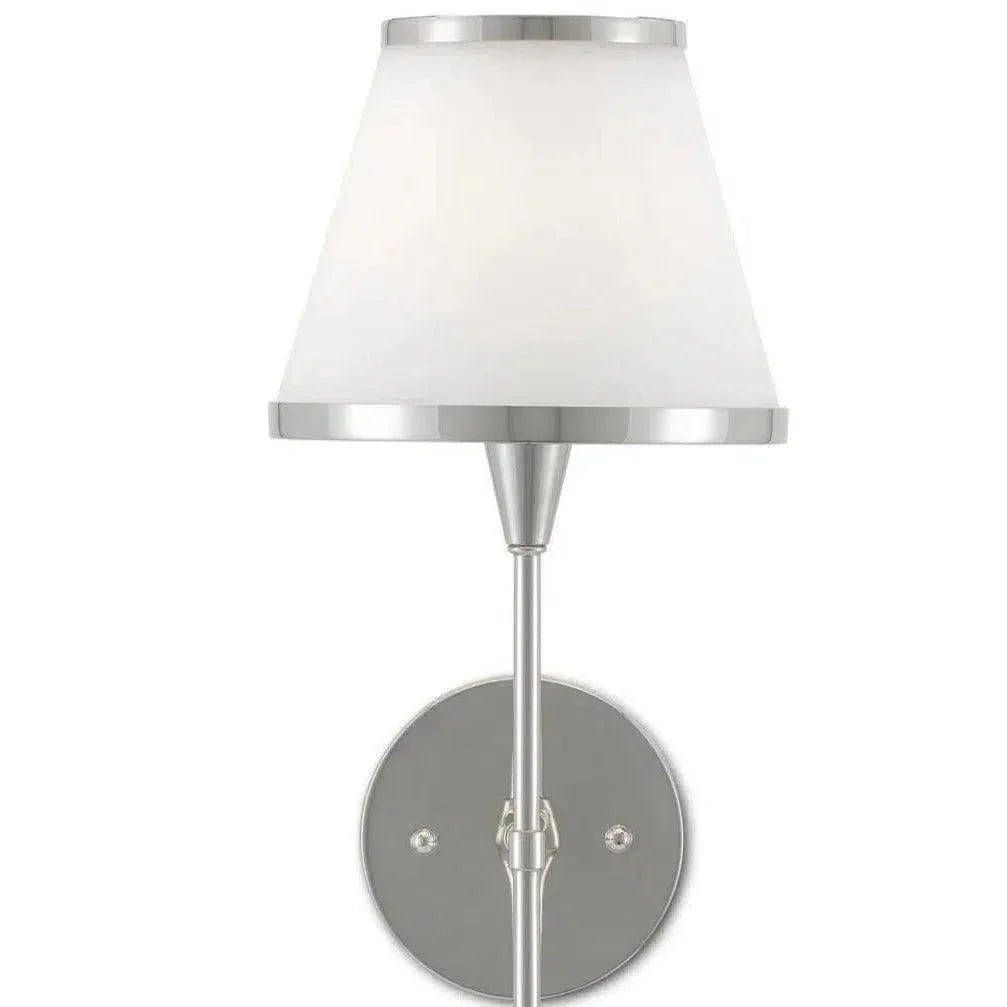 Opaque Glass Brimsley Nickel Wall Sconce - LOOMLAN - Currey & Co - Wall Sconces