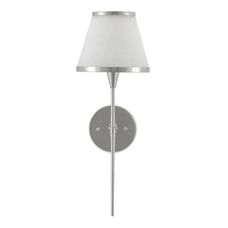 Opaque Glass Brimsley Nickel Wall Sconce - LOOMLAN - Currey & Co - Wall Sconces