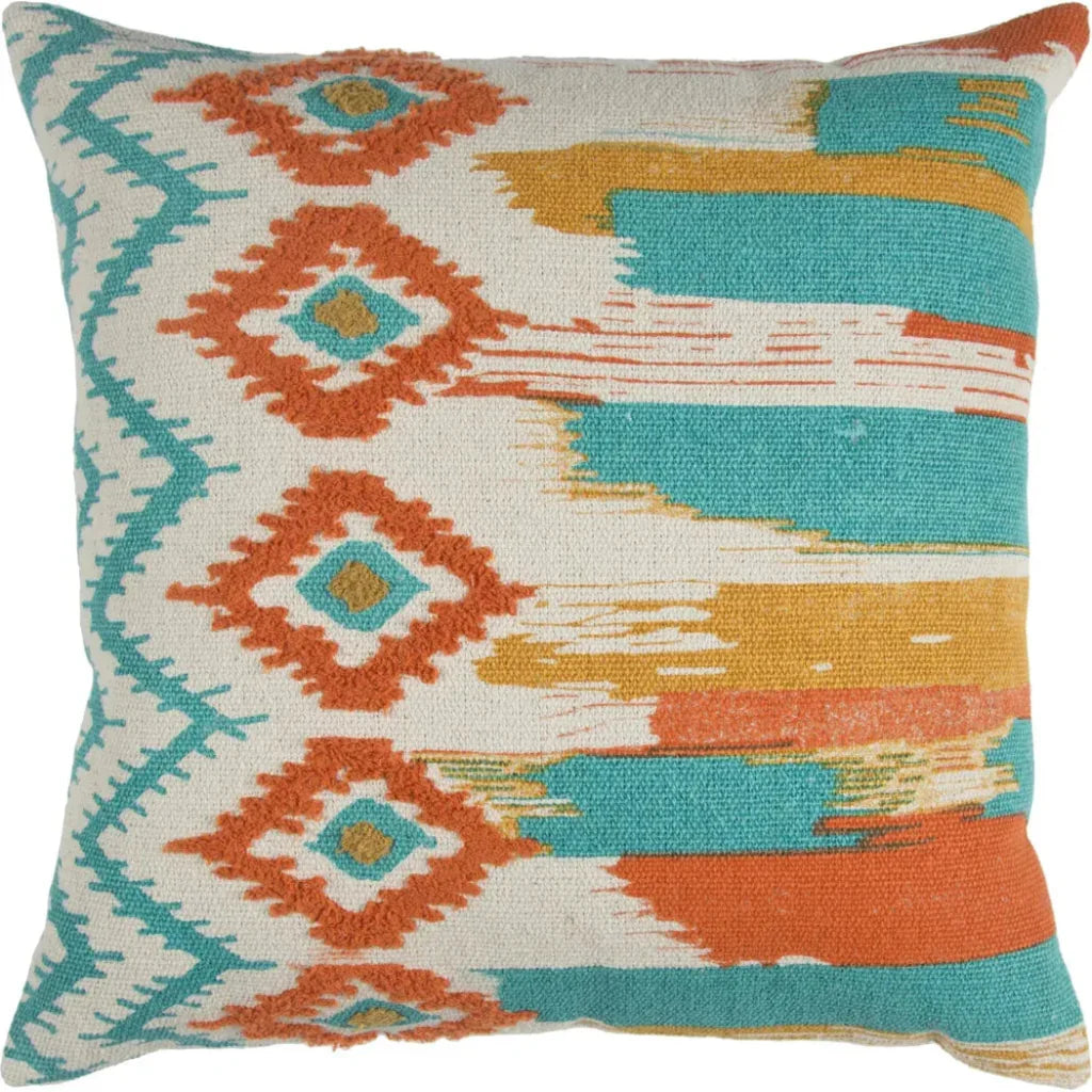 LOOMLAN Orange Ira Brushstroke Boho Throw Pillow With Insert