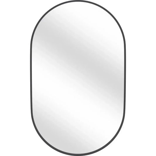 Oval Wood Matte Black Vertical Wall Mirror - LOOMLAN - Bassett Mirror - Wall Mirrors