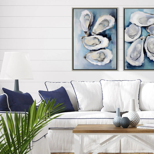 Oysters Silver Floater Frame Canvas Art