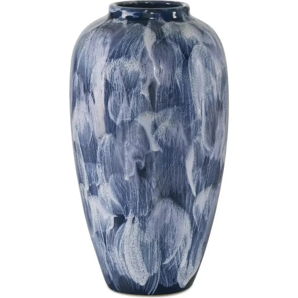Pallas Ceramic Blue Vase (Set of 2) - LOOMLAN - Currey & Co - Vases & Jars