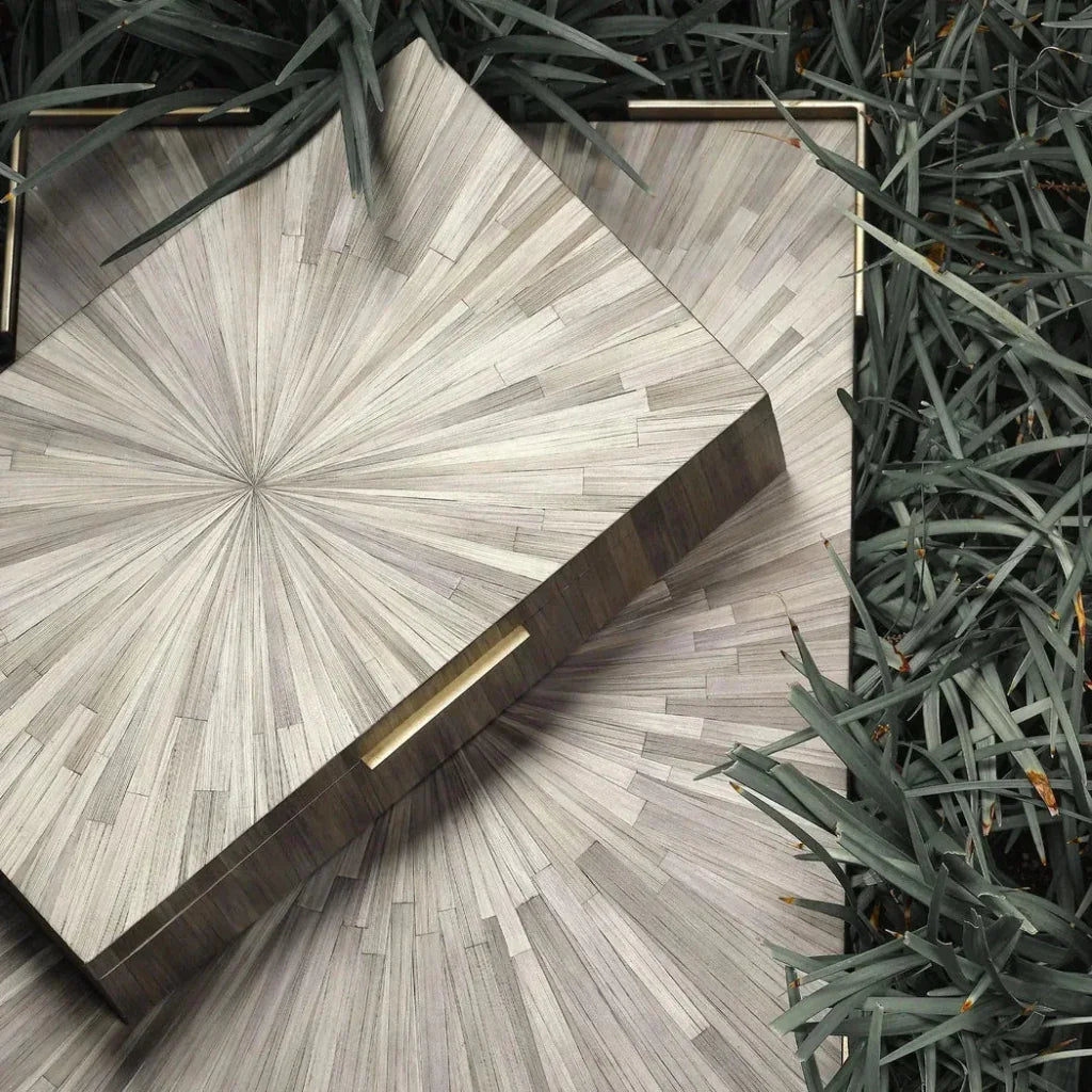 Palm Marquetry Decorative Tray - LOOMLAN - Jamie Young - Trays