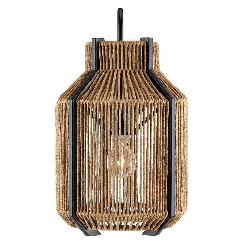 Paper Twine Satin Black Mali Wall Sconce Bunny Williams - LOOMLAN - Currey & Co - Wall Sconces