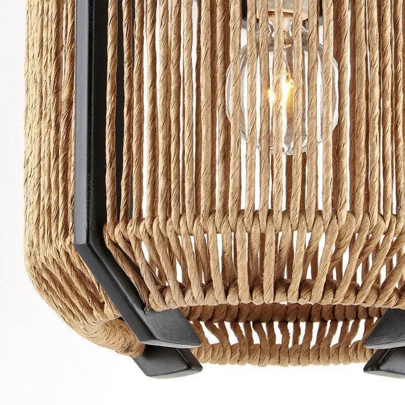 Paper Twine Satin Black Mali Wall Sconce Bunny Williams - LOOMLAN - Currey & Co - Wall Sconces