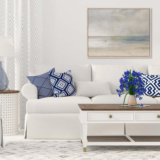 Pastel Seascape III Wood Frame Gray Canvas Art