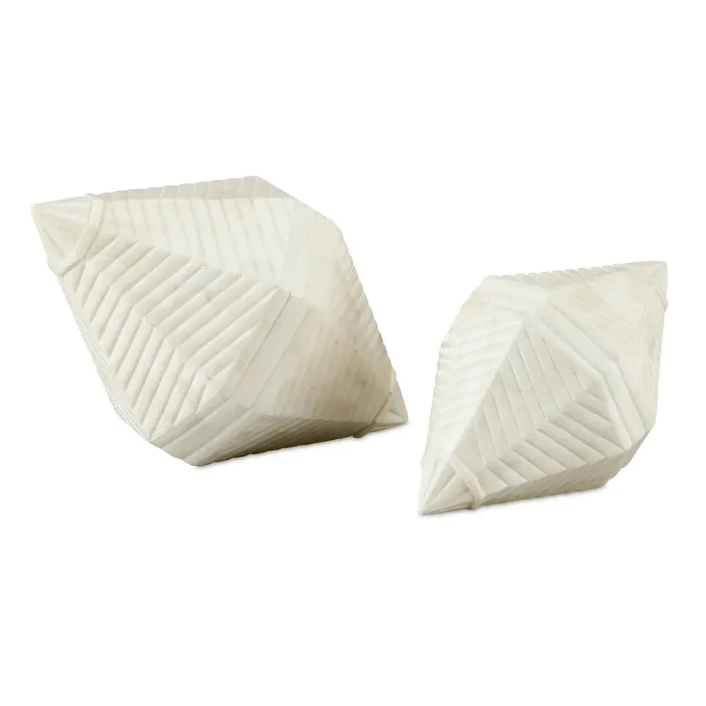 Pavi Bone Prism Set of 2 - LOOMLAN - Currey & Co - Statues & Sculptures