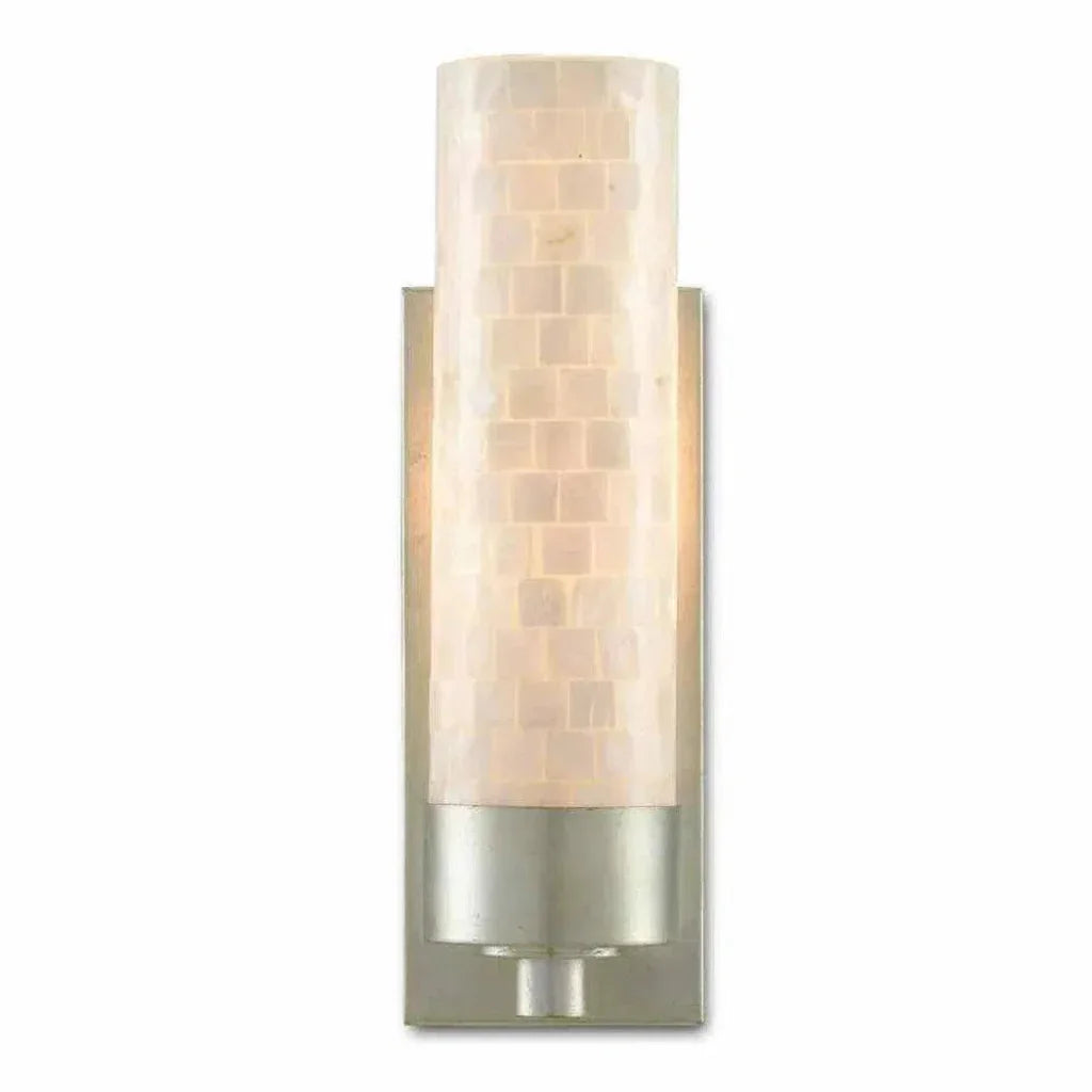Pearl Silver Leaf Abadan Wall Sconce - LOOMLAN - Currey & Co - Wall Sconces