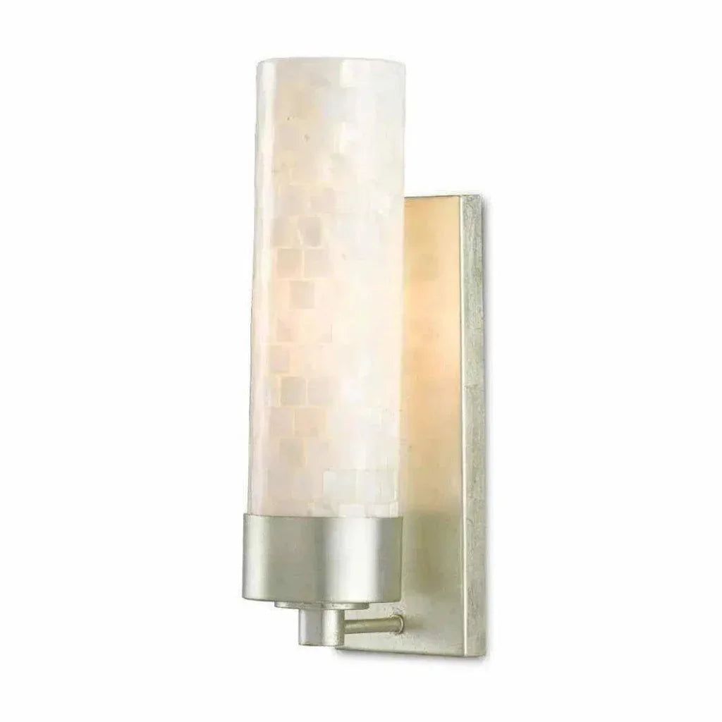 Pearl Silver Leaf Abadan Wall Sconce - LOOMLAN - Currey & Co - Wall Sconces