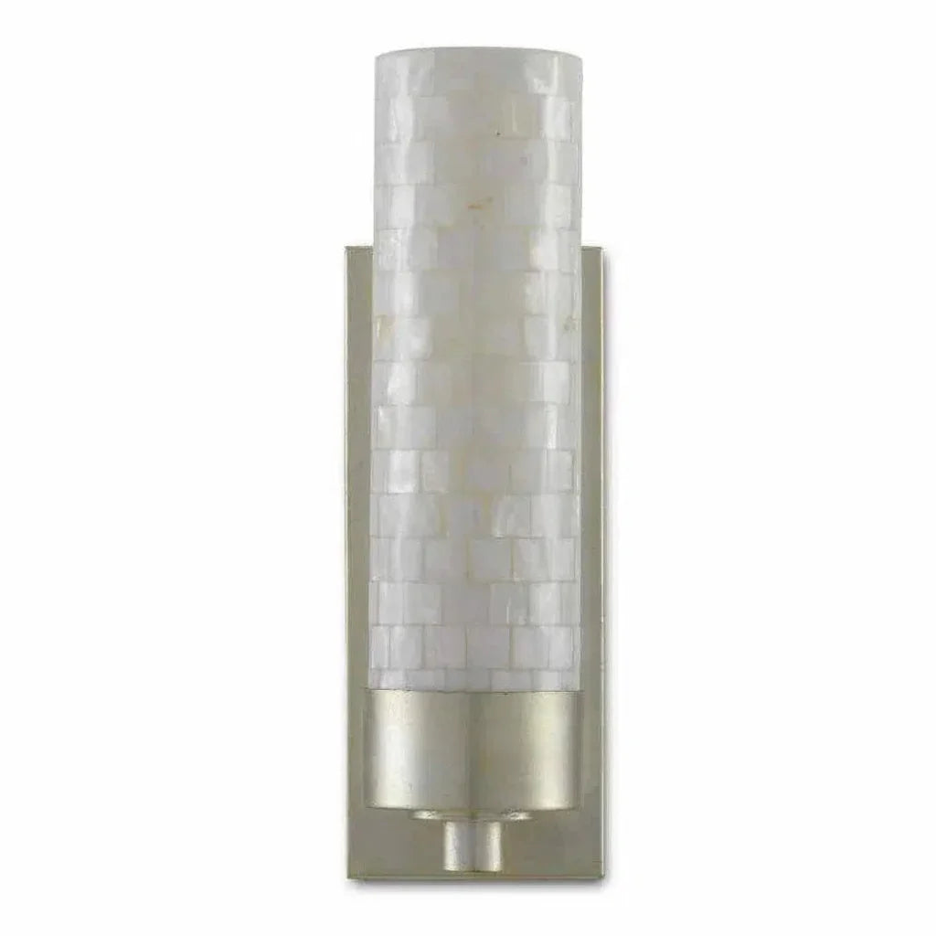 Pearl Silver Leaf Abadan Wall Sconce - LOOMLAN - Currey & Co - Wall Sconces