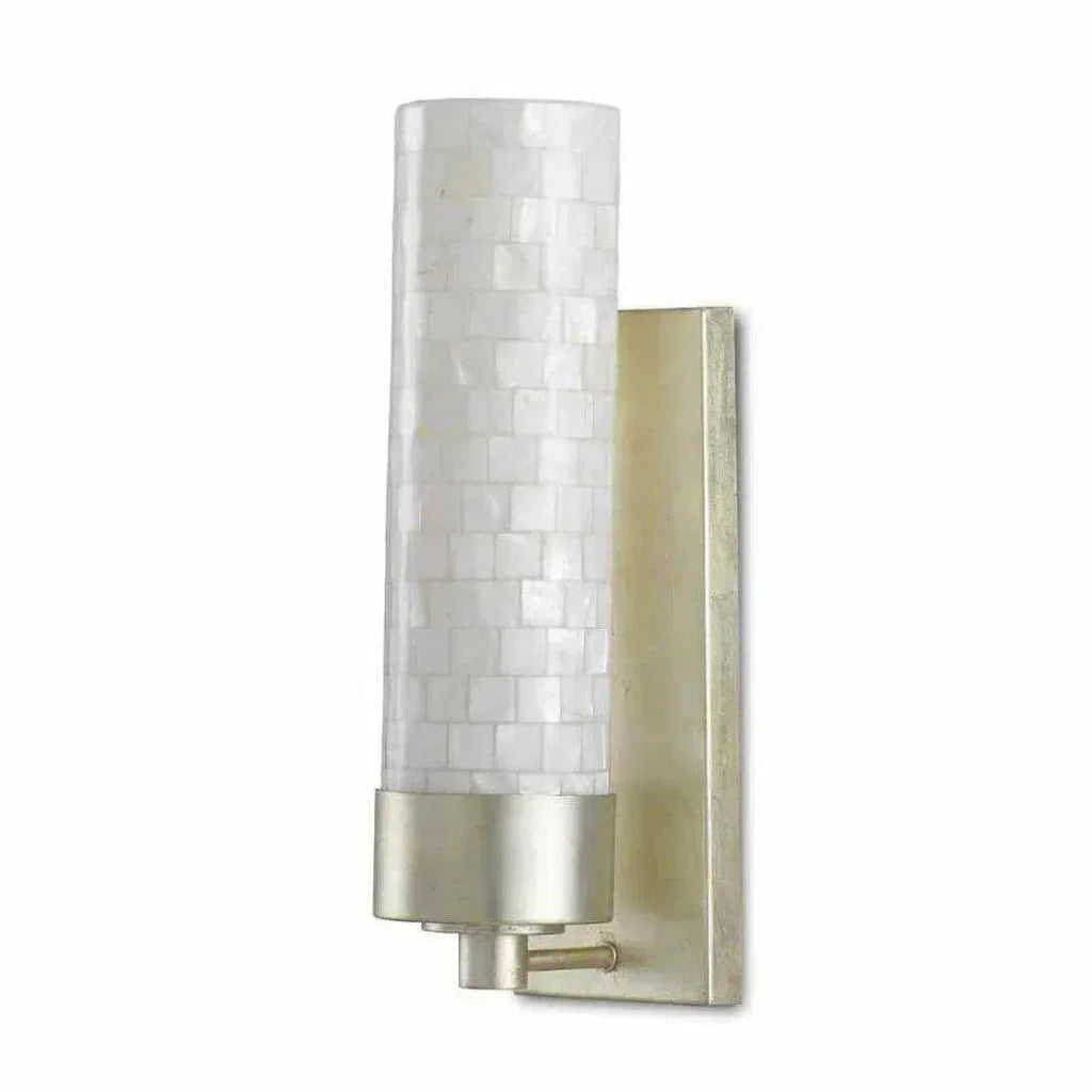 Pearl Silver Leaf Abadan Wall Sconce - LOOMLAN - Currey & Co - Wall Sconces