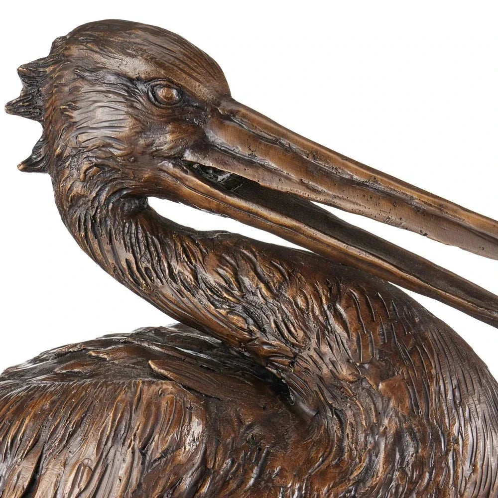 Pelican Elegant Bronze Finish Sculpture - LOOMLAN - Currey & Co - Statues & Sculptures