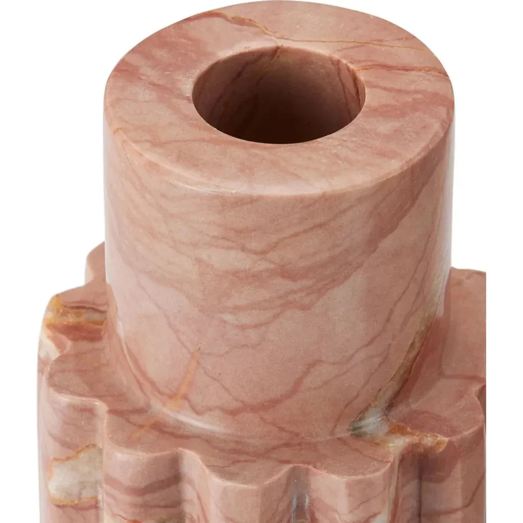 Penrose Pink Marble Candle Holders 2PC - LOOMLAN - Currey & Co - Candle Holders