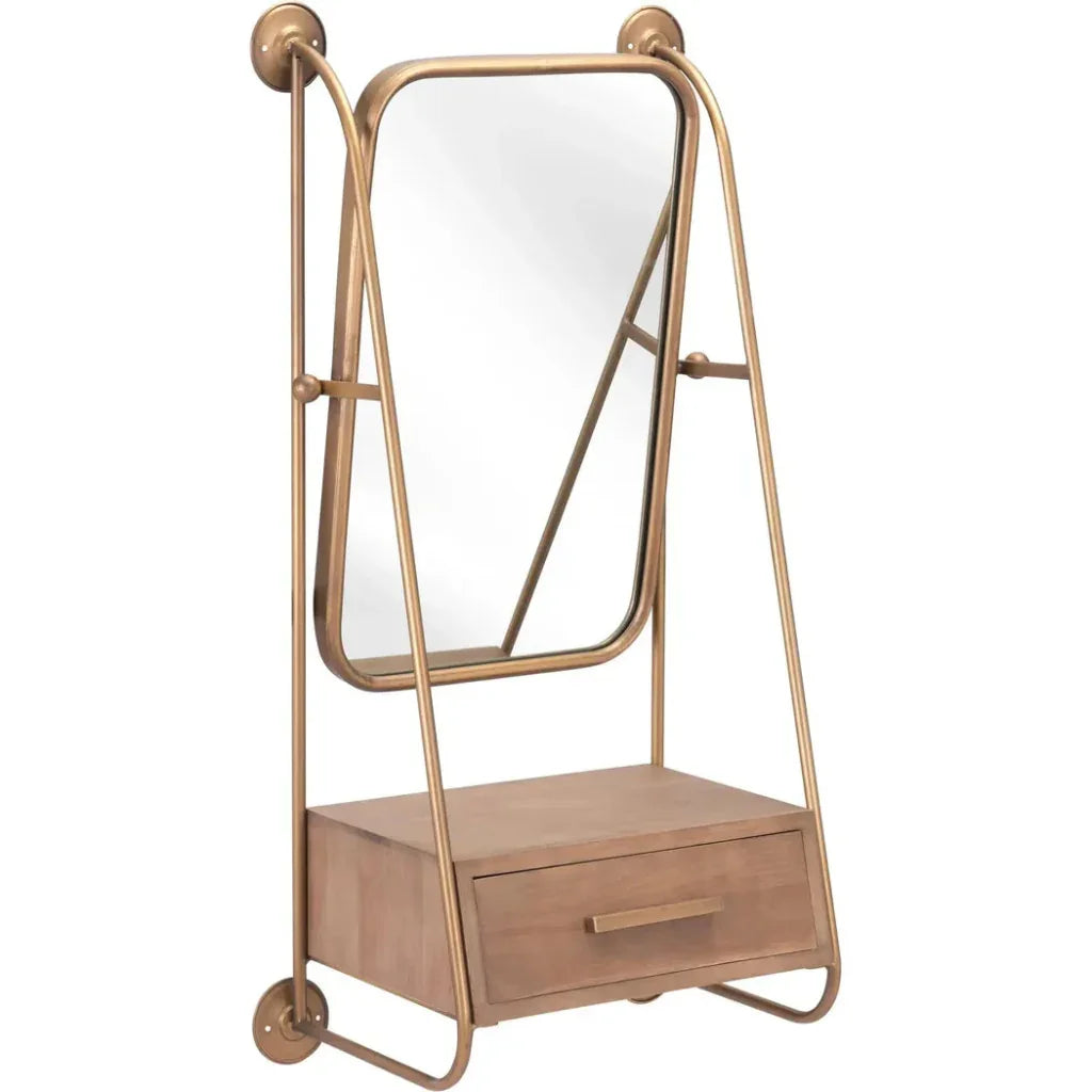 Peralta Mirror Shelf Gold - LOOMLAN - Zuo Modern - Wall Mirrors