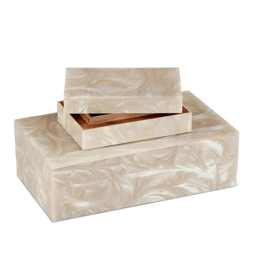 Perlas Swirl Box Set of 2 - LOOMLAN - Currey & Co - Boxes & Bowls
