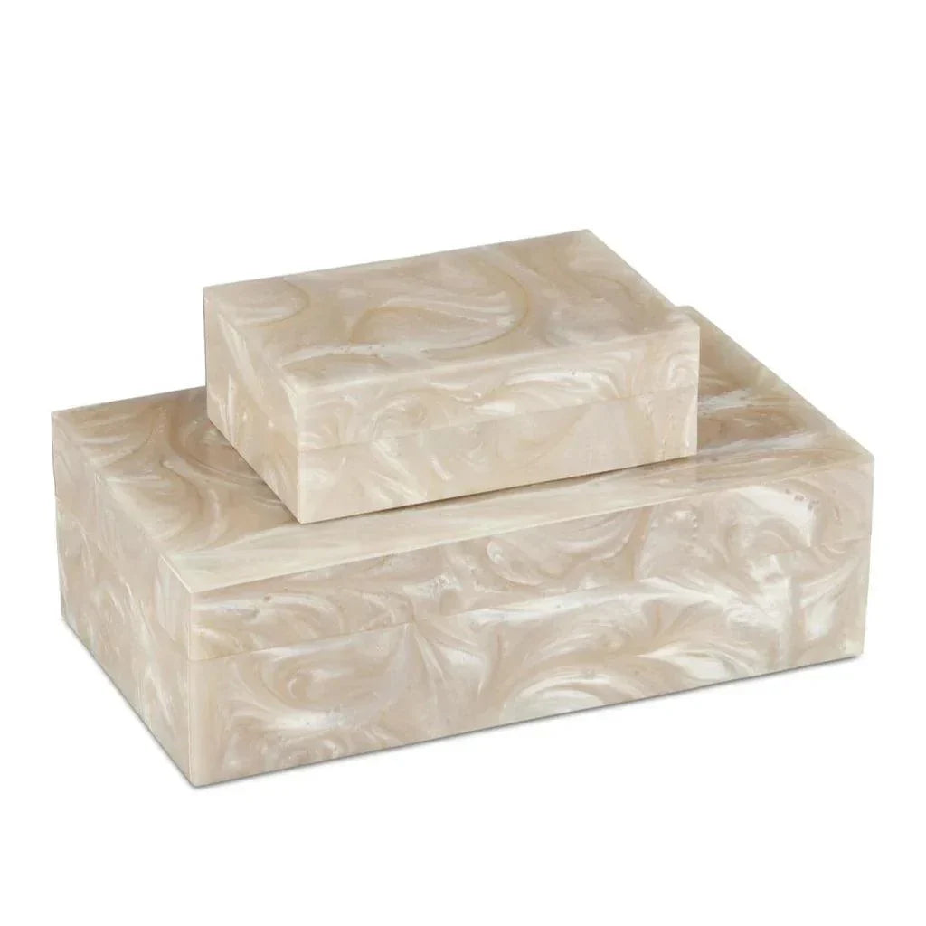 Perlas Swirl Box Set of 2 - LOOMLAN - Currey & Co - Boxes & Bowls