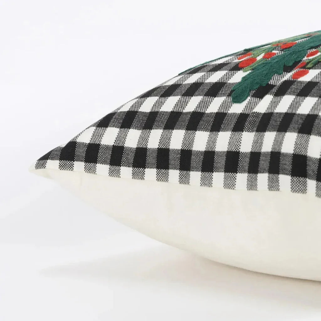 LOOMLAN Plaid Green Throw Pillow With Down Insert